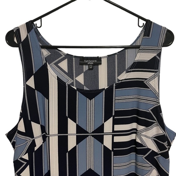 R&M Richards Periwinkle Jacket Dress Puff Print Sleeveless Mini Dress Size 14 - Picture 5 of 8